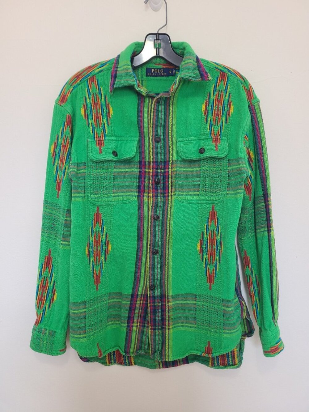 Polo Ralph Lauren Vintage Green Beacon Aztec Woven Button Down Shirt Size S